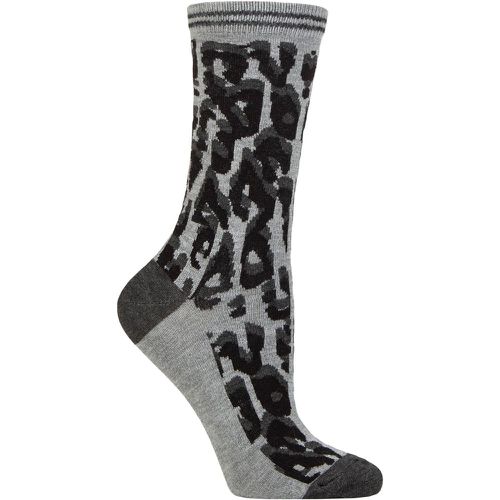 Ladies 1 Pair Bamboo Leopard Print Socks Grey One Size - Charnos - Modalova