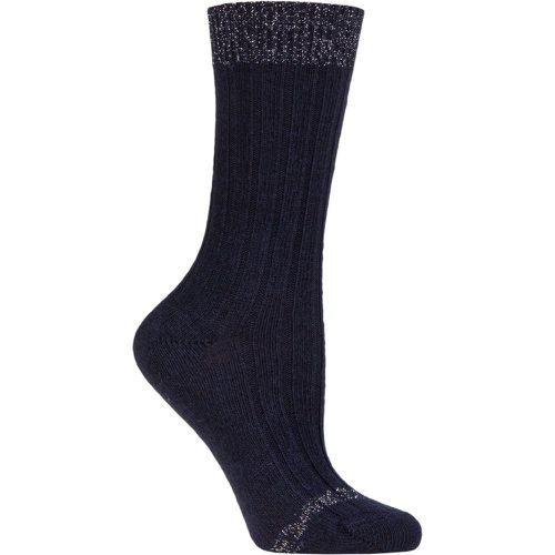 Ladies 1 Pair Cashmere Lurex Top Socks Navy One Size - Charnos - Modalova
