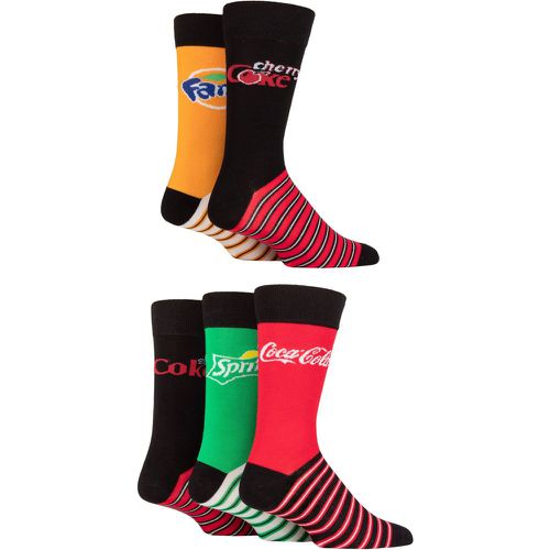 Mens and Women's 5 Pair Coca-Cola, Diet Coke, Fanta, Sprite and Cherry Coke Socks 7-11 Mens - Coca Cola - Modalova