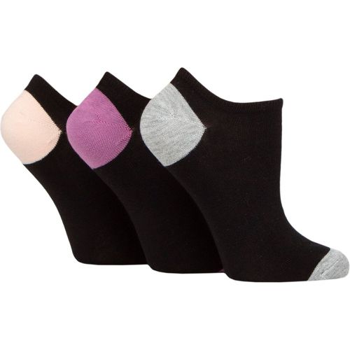 Ladies 3 Pair Plain and Patterned Bamboo Secret Socks Grey / Purple / Pink 4-8 Ladies - Glenmuir - Modalova