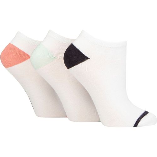 Ladies 3 Pair Plain and Patterned Bamboo Secret Socks Stripe Toe Black / Mint / Pink 4-8 Ladies - Glenmuir - Modalova