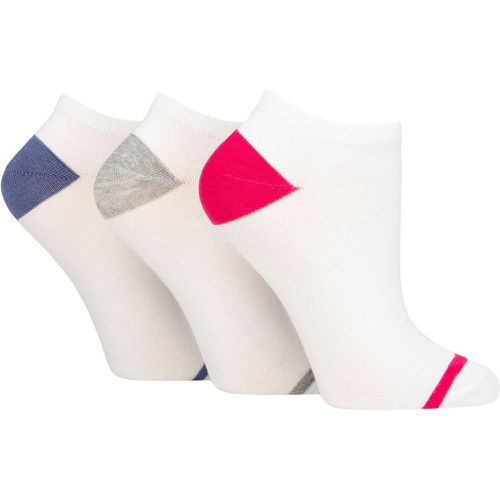 Ladies 3 Pair Plain and Patterned Bamboo Secret Socks Stripe Toe Pink / Grey / Blue 4-8 Ladies - Glenmuir - Modalova