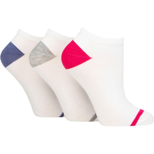 Women's 3 Pair Plain and Patterned Bamboo Secret Socks Stripe Toe Pink / Grey / Blue 4-8 Ladies - Glenmuir - Modalova