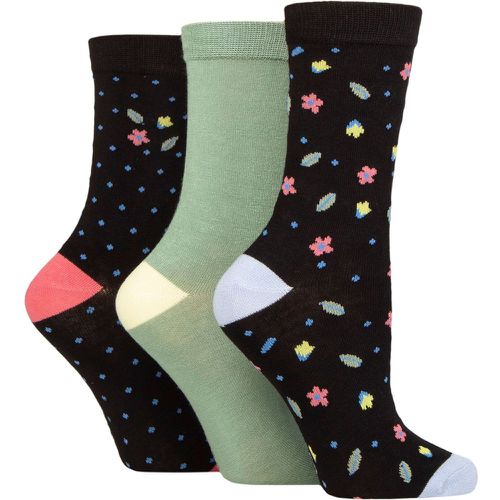 Women's 3 Pair Patterned Bamboo Socks Flowers 4-8 Ladies - Glenmuir - Modalova