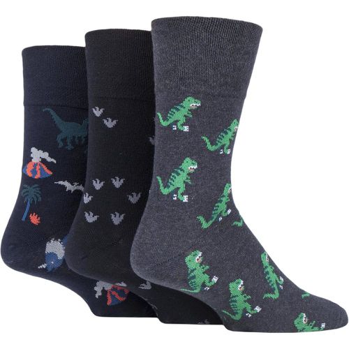 Mens 3 Pair Fun Feet Socks Dinosauria 6-11 Mens - Gentle Grip - Modalova