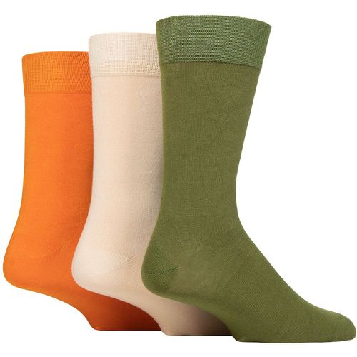 Mens 3 Pair Classic Bamboo Plain Socks Green / Cream / Orange 7-11 - Glenmuir - Modalova