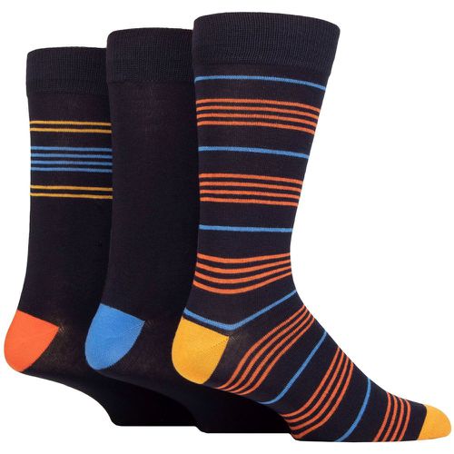 Mens 3 Pair Glenmuir Patterned Bamboo Socks Thin Stripes Navy 7-11 - SockShop - Modalova