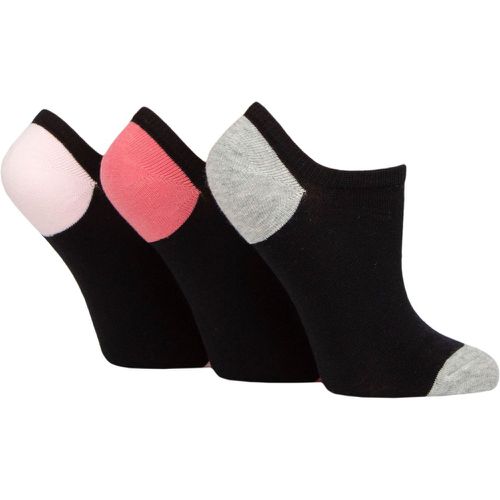 Women's 3 Pair Plain and Patterned Cotton Trainer Socks Pink / Grey Heel & Toe 4-8 Ladies - Pringle - Modalova