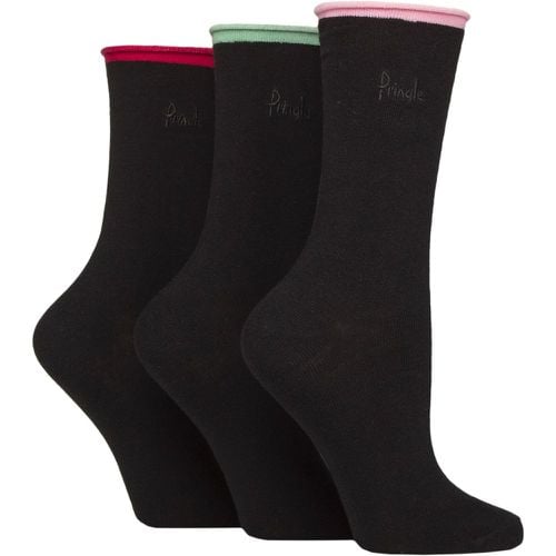 Women's 3 Pair Pringle Rebecca Contrast Roll Top Socks Pink / Green / Wine 4-8 Women's - SockShop - Modalova