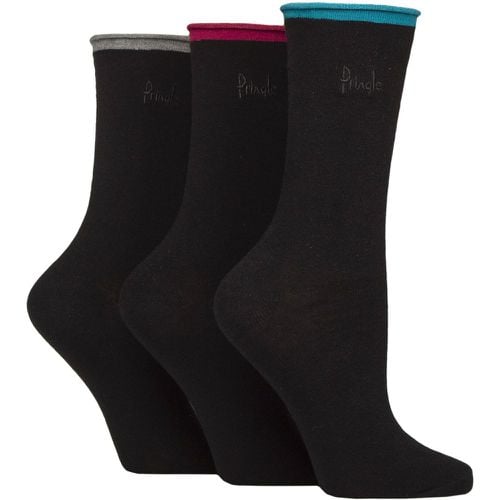 Women's 3 Pair Pringle Rebecca Contrast Roll Top Socks Teal / Burgundy / Grey 4-8 Women's - SockShop - Modalova