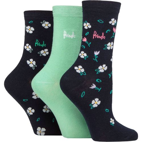 Women's 3 Pair Patterned Cotton and Recycled Polyester Socks Floral Navy 4-8 - Pringle - Modalova