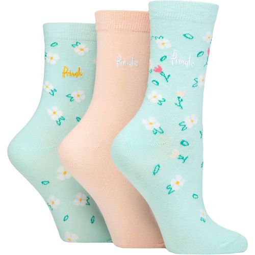 Ladies 3 Pair Patterned Cotton and Recycled Polyester Socks Floral Mint 4-8 - Pringle - Modalova