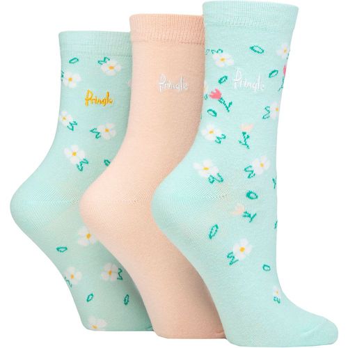 Women's 3 Pair Patterned Cotton and Recycled Polyester Socks Floral Mint 4-8 - Pringle - Modalova