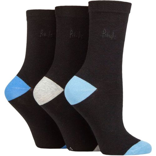 Ladies 3 Pair Patterned Cotton and Recycled Polyester Socks Contrast Heel & Toe Blue / Grey / Light Blue UK 4-8 - Pringle - Modalova
