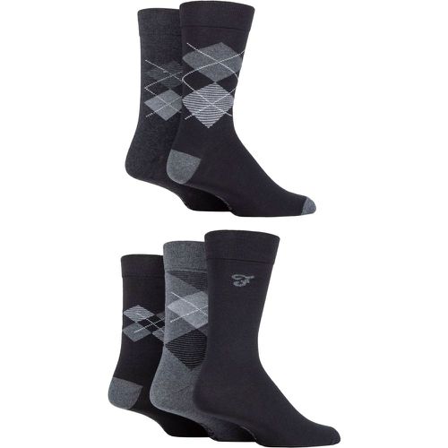 Mens 5 Pair Patterned Striped and Argyle Cotton Socks Argyle / Charcoal 6-11 Mens - Farah - Modalova