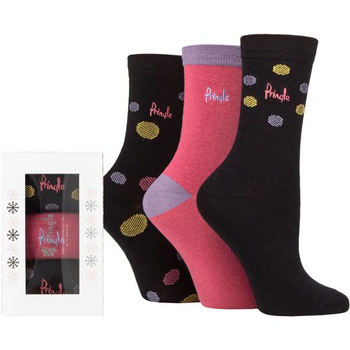 Women's 3 Pair Patterned Socks with Christmas Snowflake Gift Box Spots Black 4-8 Ladies - Pringle - Modalova