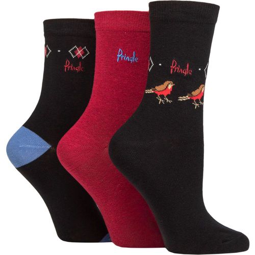 Women's 3 Pair Christmas Patterned Cotton Socks with Gift Tag 4-8 Women's - Pringle - Modalova