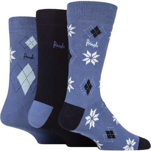 Mens 3 Pair Christmas Patterned Cotton Socks Snowflake 7-11 - Pringle - Modalova