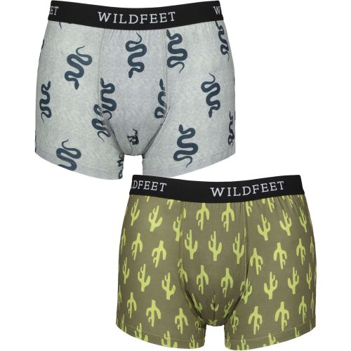 Mens 2 Pair SOCKSHOP Patterned Trunks Snake / Cactus L - Wildfeet - Modalova