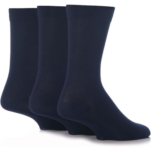 Pair Navy Comfort Cuff Plain Gentle Bamboo Socks with Smooth Toe Seams Men's 12-14 Mens - SockShop - Modalova