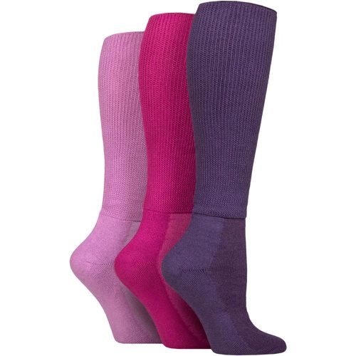 Mens and Women's 3 Pair Footnurse Cushion Foot Bamboo Diabetic Knee High Socks Blackberry 4-8 Ladies - Iomi - Modalova