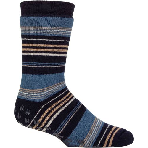 Mens 1 Pair SOCKSHOP Heat Holders FootNurse Raynaud's 3.1 TOG Striped Thermal Slipper Socks Stripe Navy 6-11 - Iomi - Modalova