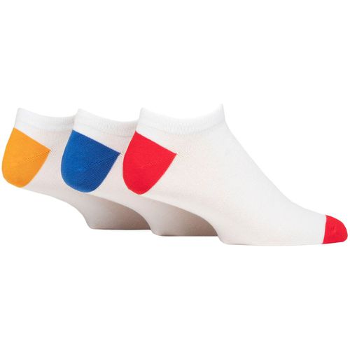 Mens 3 Pair SOCKSHOP Wildfeet Bamboo Trainer Socks Red / Blue / Orange Heel & Toe 7-11 Mens - Wild Feet - Modalova