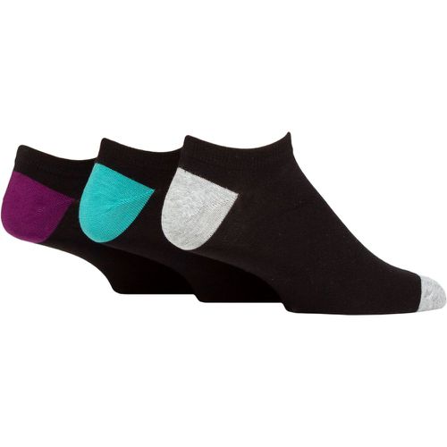 Mens 3 Pair SOCKSHOP Wildfeet Bamboo Trainer Socks Grey / Green / Purple Heel & Toe 7-11 Mens - Wild Feet - Modalova
