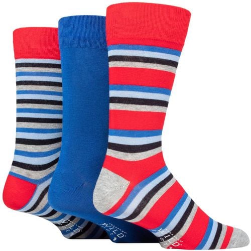 Mens 3 Pair SOCKSHOP Wildfeet Patterned Spots and Stripes Bamboo Socks Grey Stripes 7-11 Mens - Wild Feet - Modalova