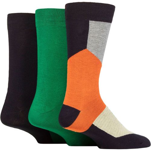 Mens 3 Pair SOCKSHOP Patterned Spots and Stripes Bamboo Socks Shapes Navy / Orange / Green 7-11 - Wildfeet - Modalova