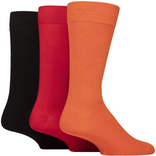 Mens 3 Pair Plain Bamboo Socks Orange / Red / Black 7-11 - Wildfeet - Modalova