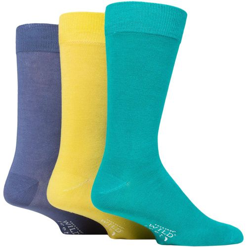 Mens 3 Pair Wildfeet Plain Bamboo Socks Teal / Yellow / Denim 7-11 Mens - Wild Feet - Modalova
