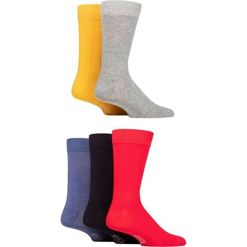 Mens 5 Pair SOCKSHOP Plain Bamboo Socks Grey / Yellow / Red / Navy / Denim 7-11 Mens - Wildfeet - Modalova