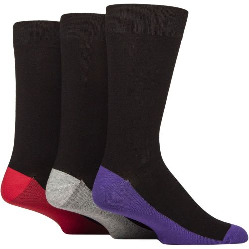 Mens 3 Pair Wildfeet Patterned Spots and Stripes Bamboo Socks Footbed Purple / Grey / Red - SockShop - Modalova