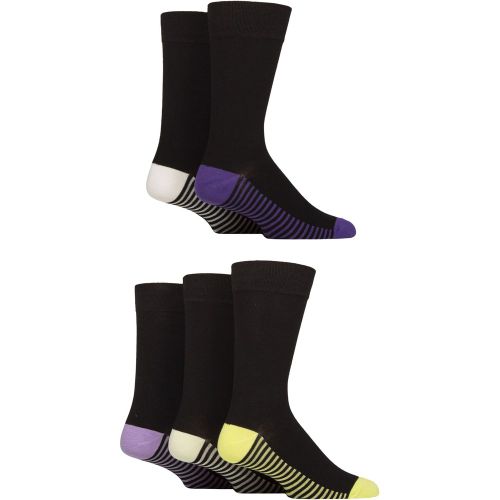 Mens 5 Pair Wildfeet Bamboo Patterned Socks Striped Sole Purple / White / Lime 7-11 Mens - SockShop - Modalova