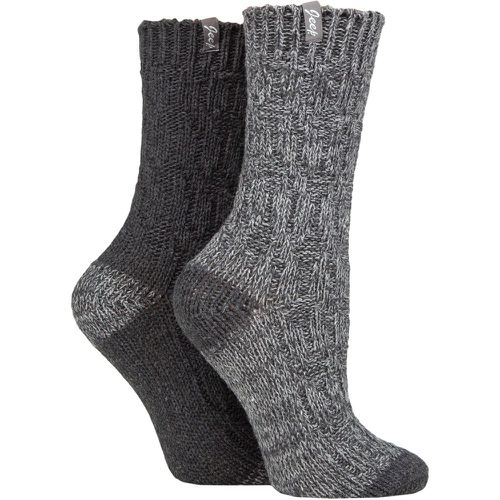 Women's 2 Pair Wool Rope Knit Boot Socks Charcoal / Slate 4-8 Ladies - Jeep - Modalova