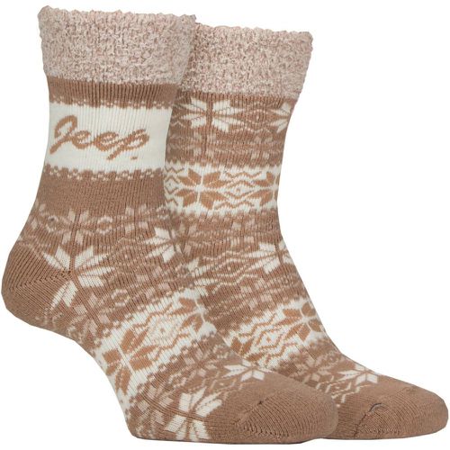 Women's 2 Pair Jeep Fairisle Thermal Soft Top Boot Socks Fawn / Ecru 4-8 - SockShop - Modalova