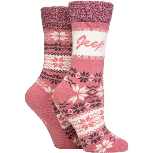 Ladies 2 Pair Fairisle Thermal Soft Top Boot Socks Rose / Slate 4-8 - Jeep - Modalova