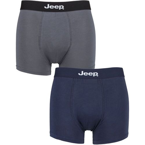 Mens 2 Pack Plain Fitted Bamboo Trunks Navy / Grey Small - Jeep - Modalova