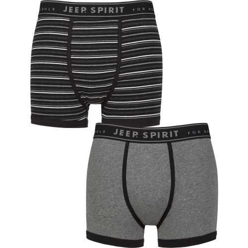 Mens 2 Pack Spirit Cotton Knitted Fitted Trunks / Grey M - Jeep - Modalova