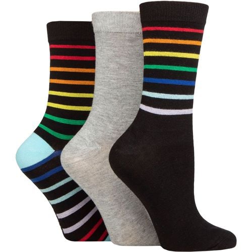 Women's 3 Pair SOCKSHOP Patterned Bamboo Socks Rainbow Stripe 4-8 - Wildfeet - Modalova