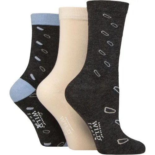 Women's 3 Pair SOCKSHOP Patterned Bamboo Socks Oval Charcoal 4-8 - Wildfeet - Modalova