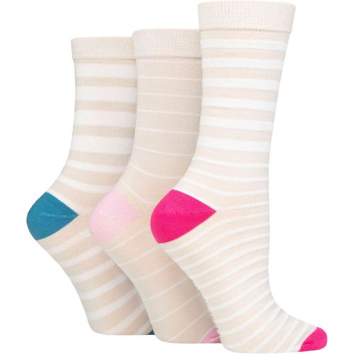 Ladies 3 Pair SOCKSHOP Patterned Bamboo Socks Stripe Oatmeal 4-8 Ladies - Wildfeet - Modalova