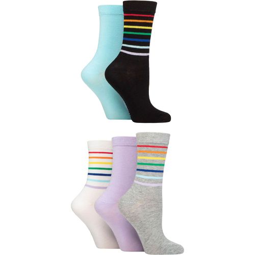 Women's 5 Pair SOCKSHOP Patterned Bamboo Socks Stripe Black / Blue / Grey 4-8 - Wildfeet - Modalova