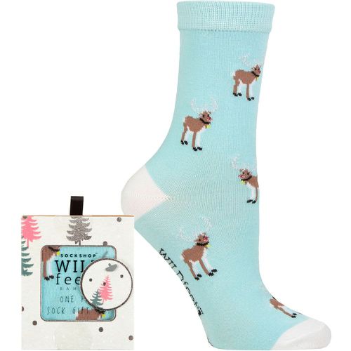 Ladies 1 Pair Wildfeet Bamboo Christmas Gift Boxed Socks Rudolph 4-8 - SockShop - Modalova