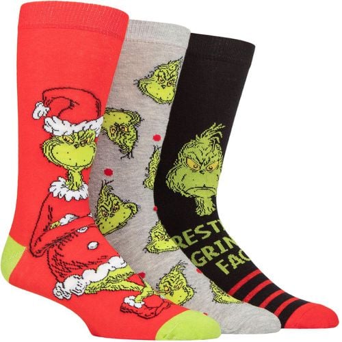 Mens and Women's 3 Pair SOCKSHOP Grinch Cotton Socks 6-11 Mens - Film & TV Characters - Modalova