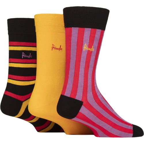 Mens 3 Pair Patterned Bamboo Socks Vertical Stripes / Purple 7-11 - Pringle - Modalova