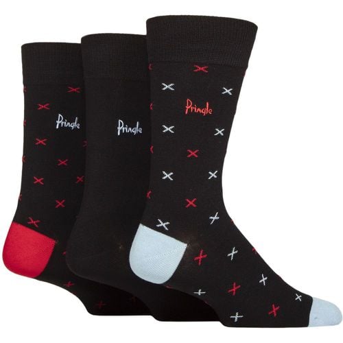 Mens 3 Pair Pringle Patterned Bamboo Socks Black Red / Blue X 7-11 Mens - SockShop - Modalova