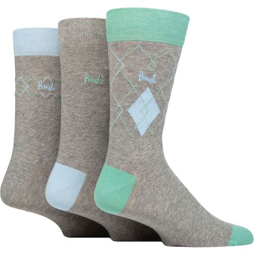 Mens 3 Pair Cotton and Recycled Polyester Patterned Socks Diamonds Light 7-11 Mens - Pringle - Modalova