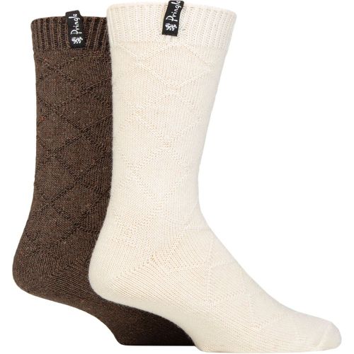 Mens 2 Pair Recycled Wool Boot Socks Diamond Stone / Brown 7-11 Mens - Pringle - Modalova